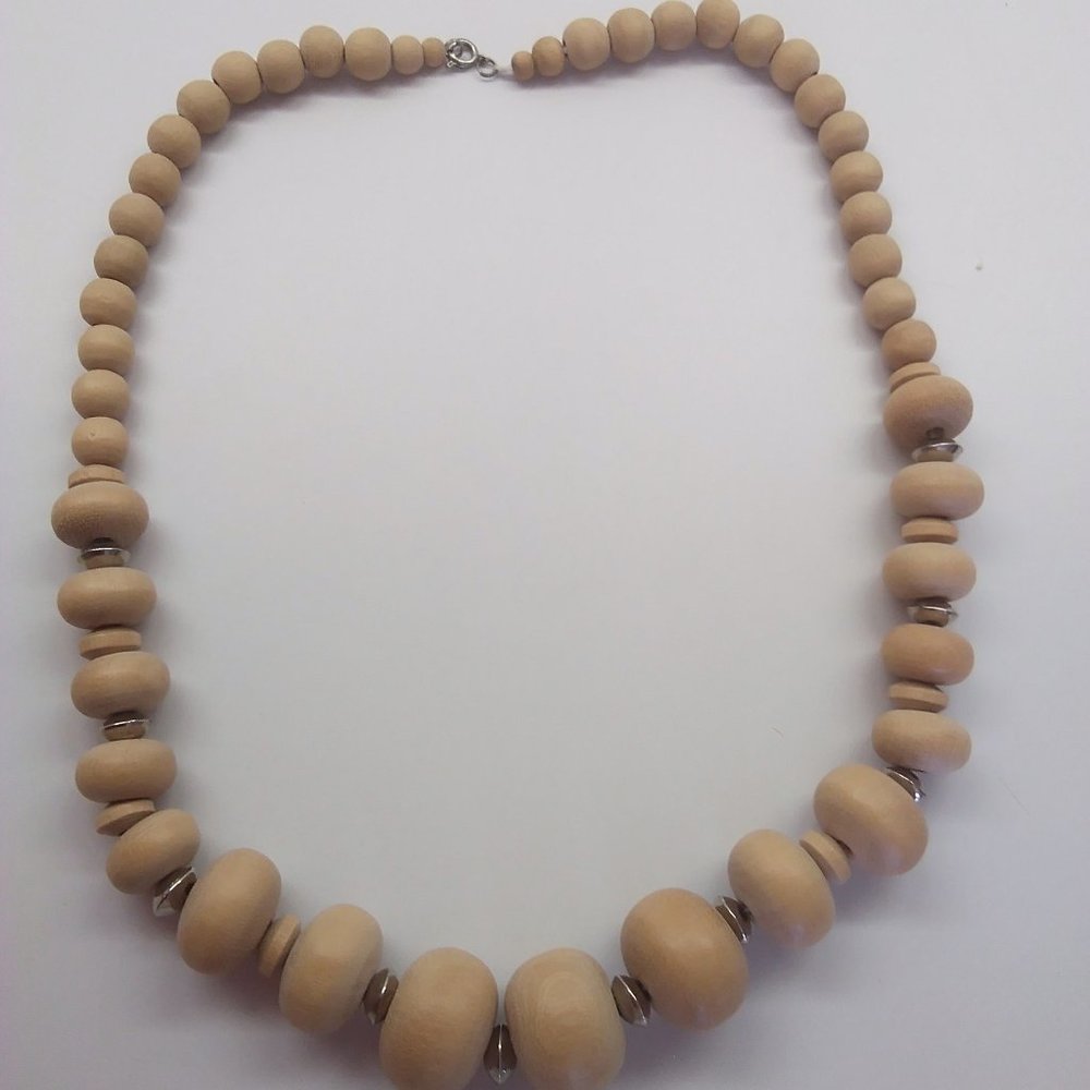 Tan Wooden Bead Necklace